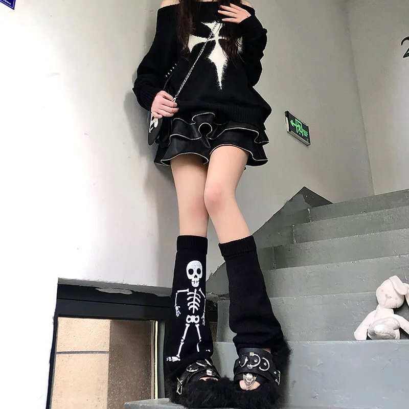 Skeleton punk leg warmers