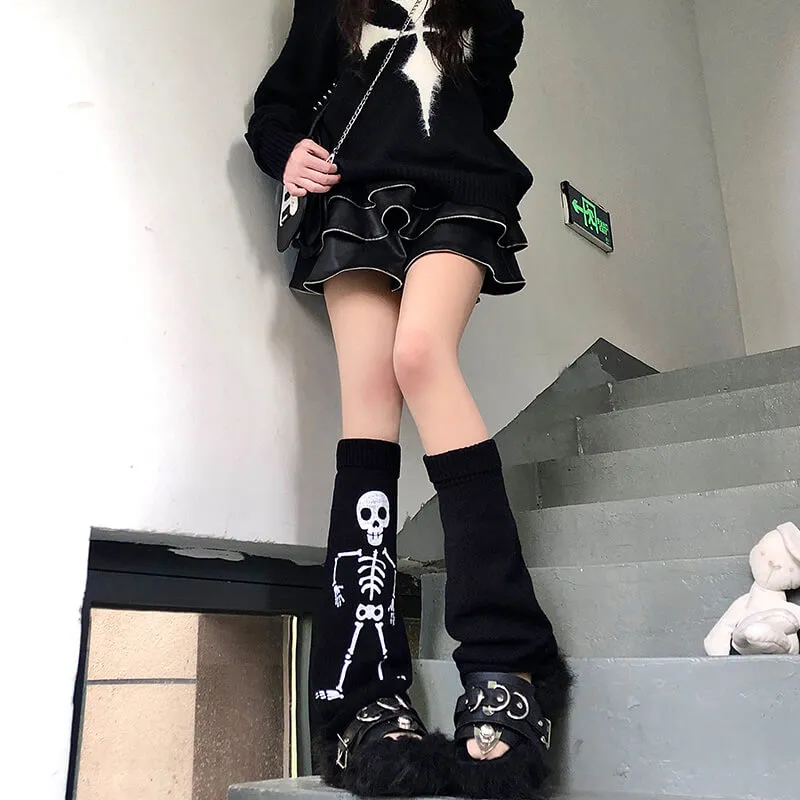Skeleton punk leg warmers