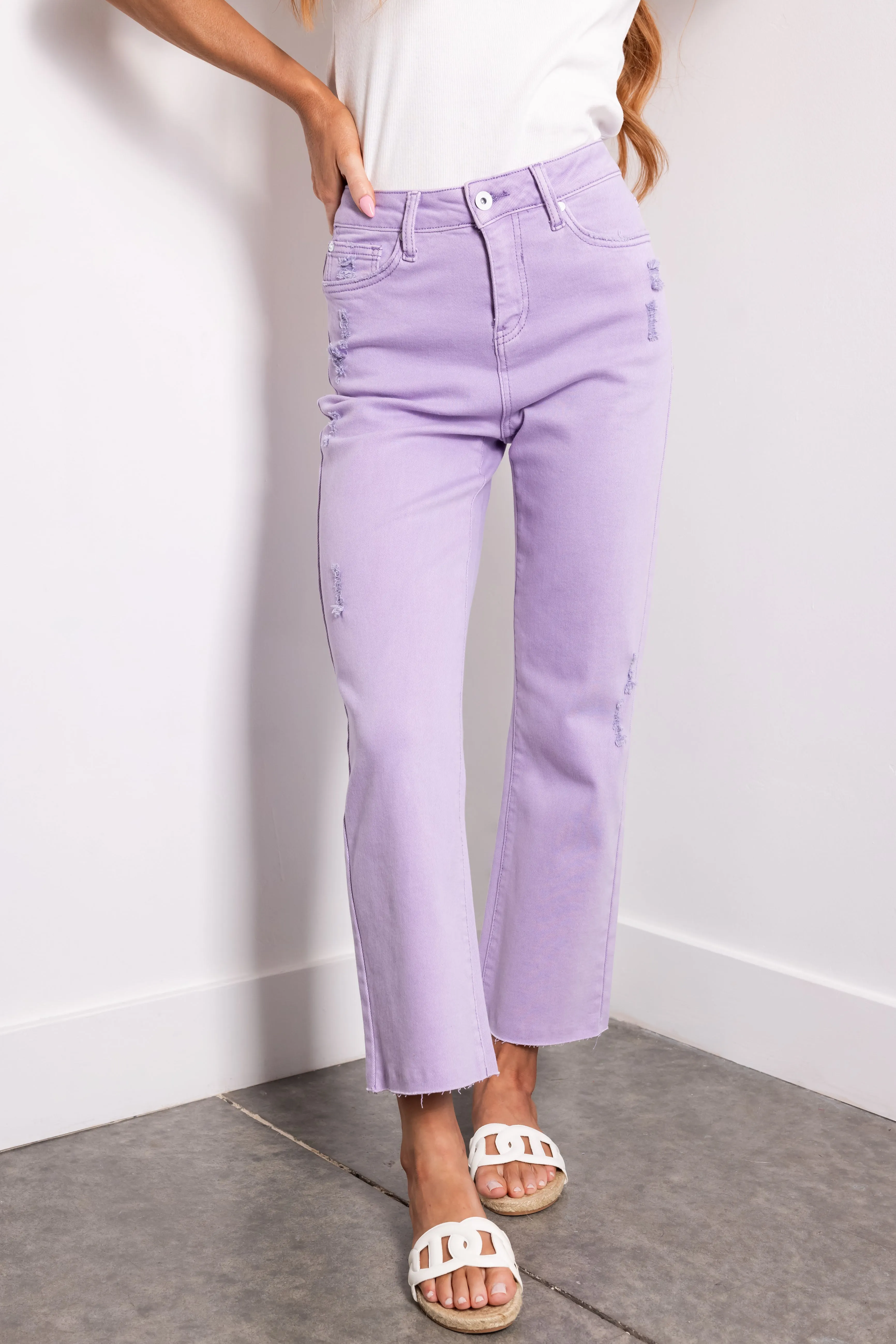 Special A Lavender High Rise Straight Leg Jeans