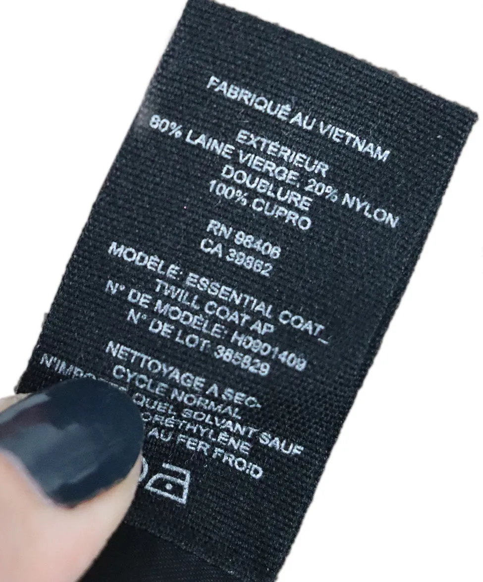 Theory Charcoal Wool Coat sz 8