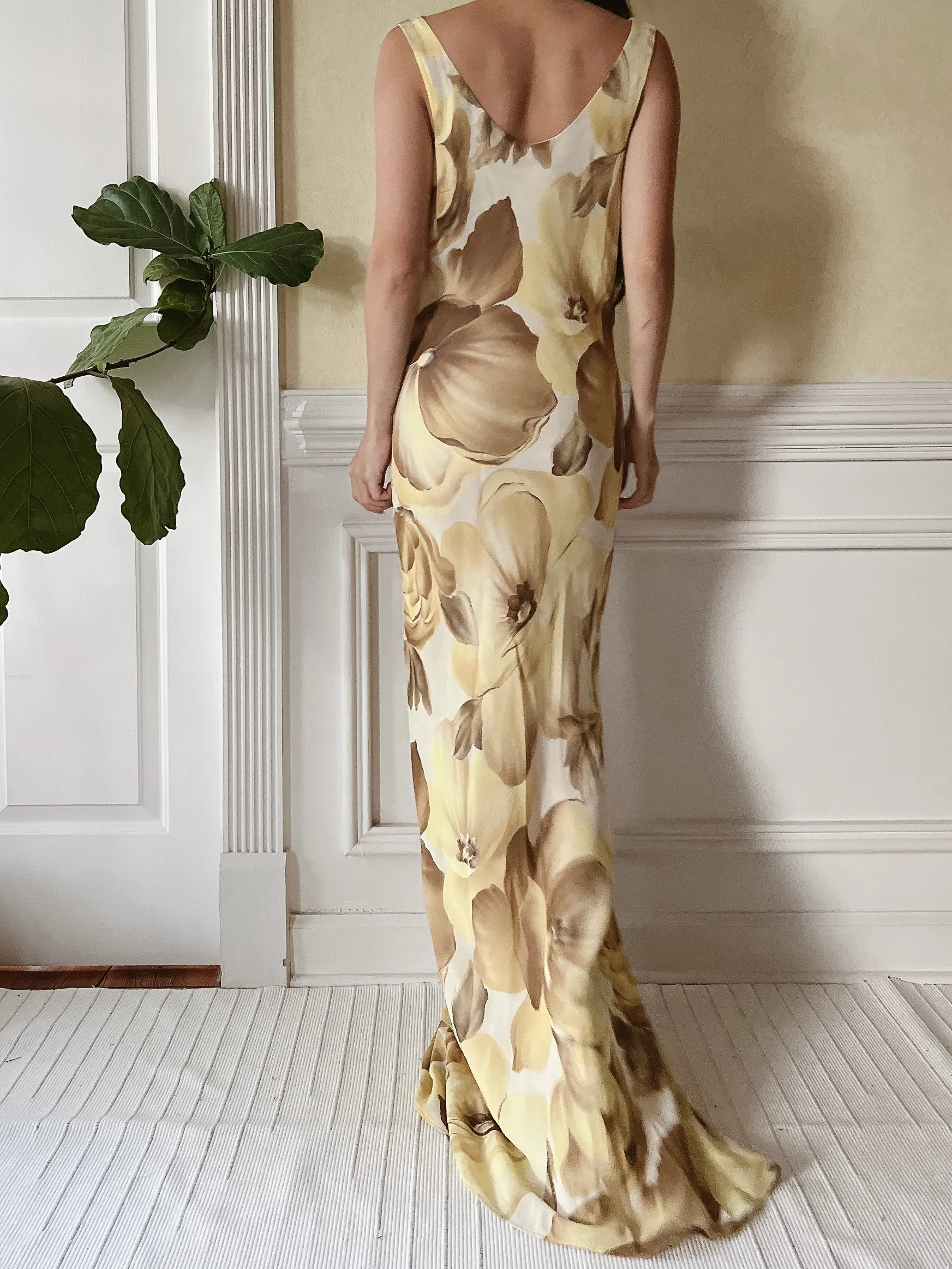 Vintage Floral Chiffon Rayon Slip Dress - S/M