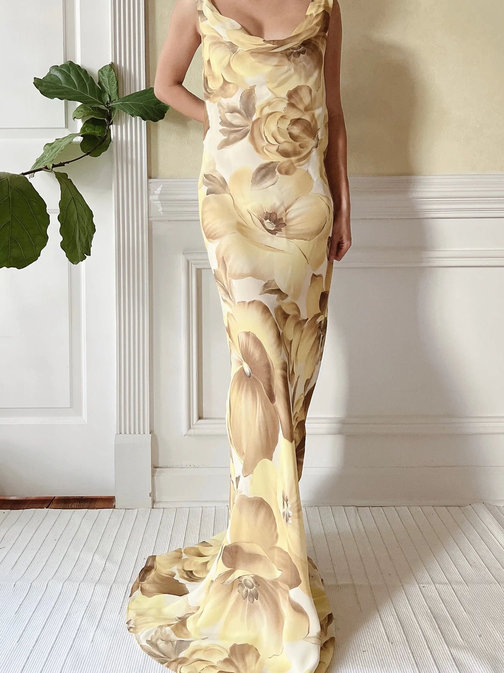 Vintage Floral Chiffon Rayon Slip Dress - S/M