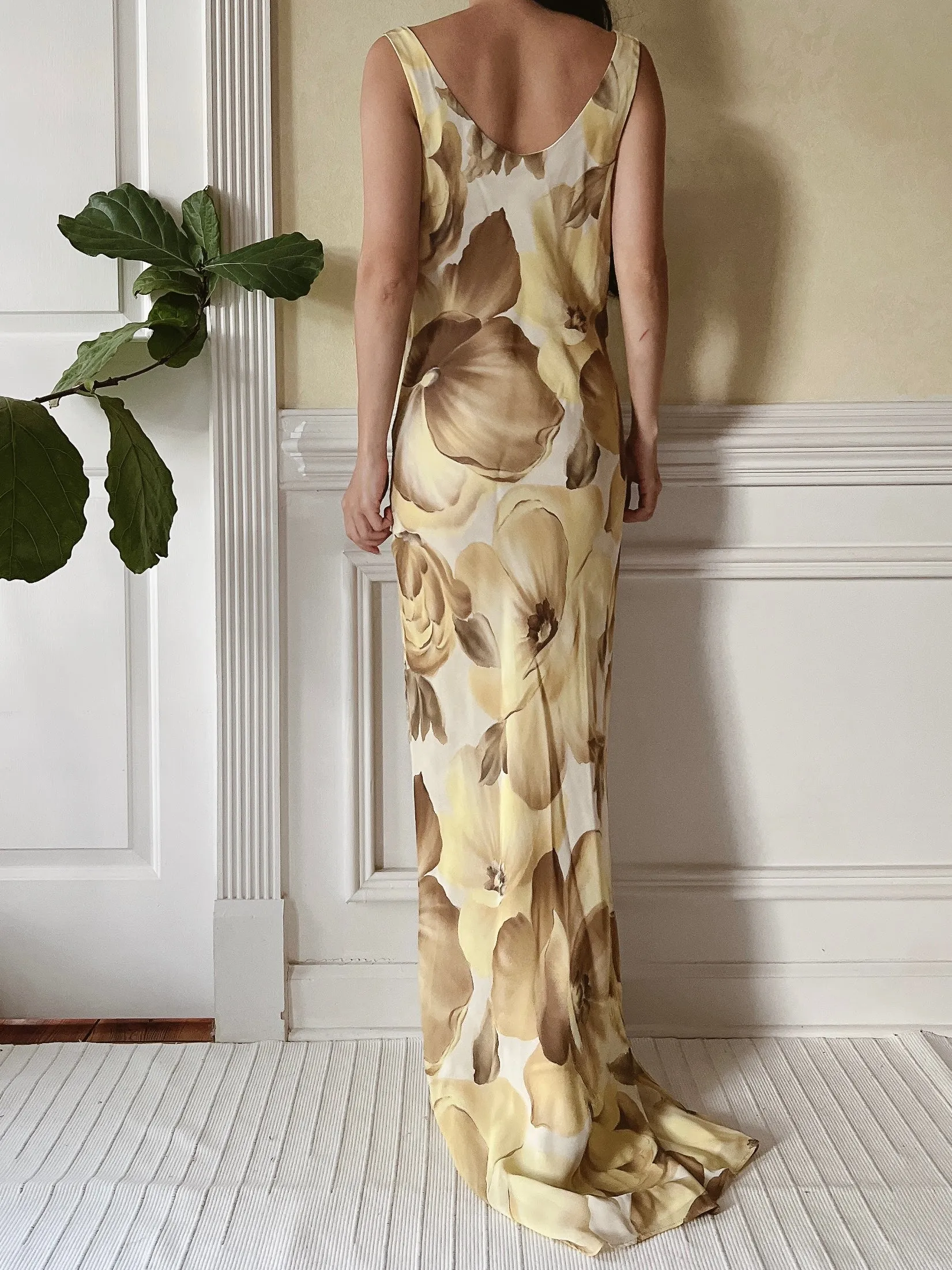 Vintage Floral Chiffon Rayon Slip Dress - S/M