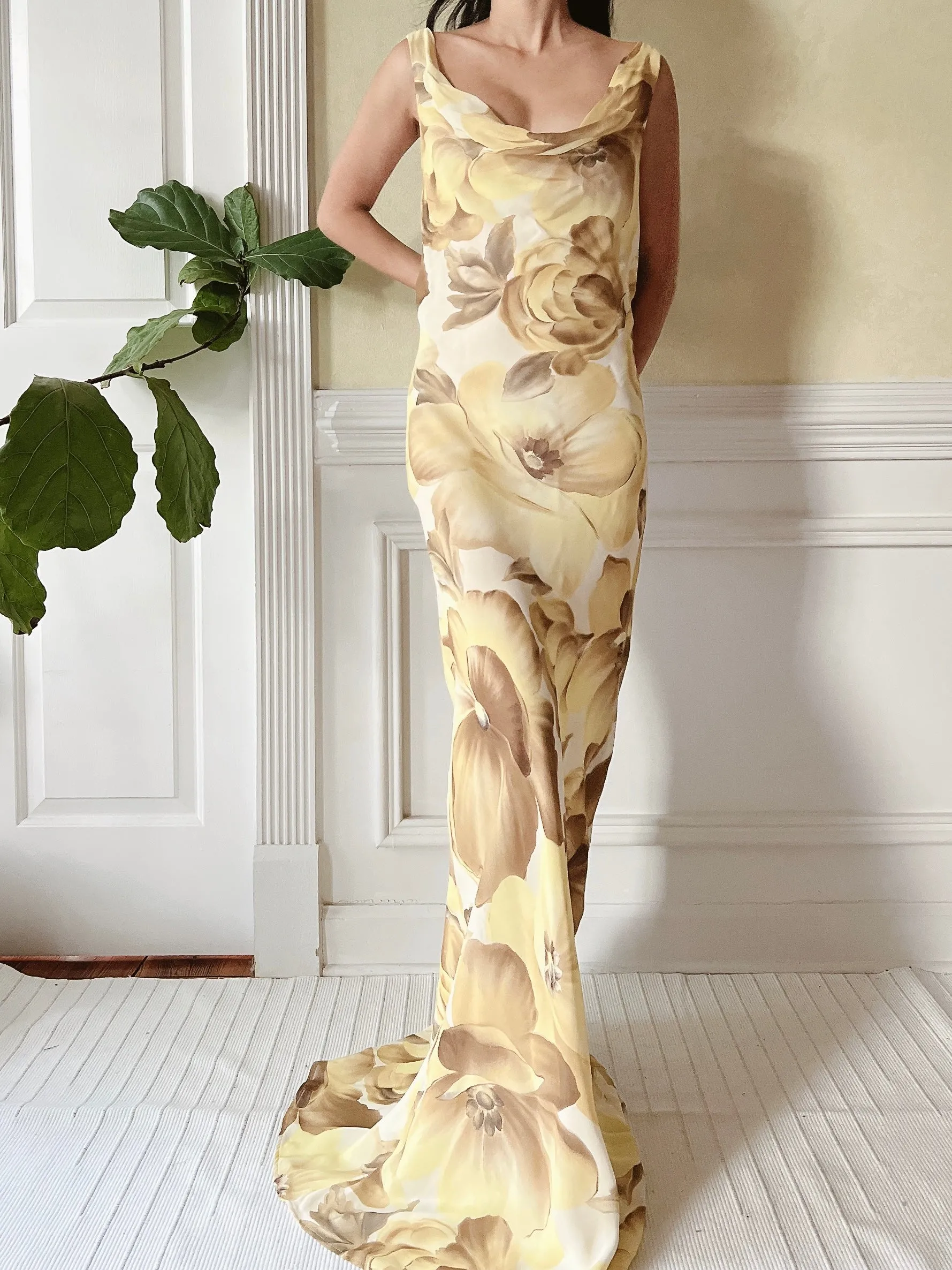Vintage Floral Chiffon Rayon Slip Dress - S/M