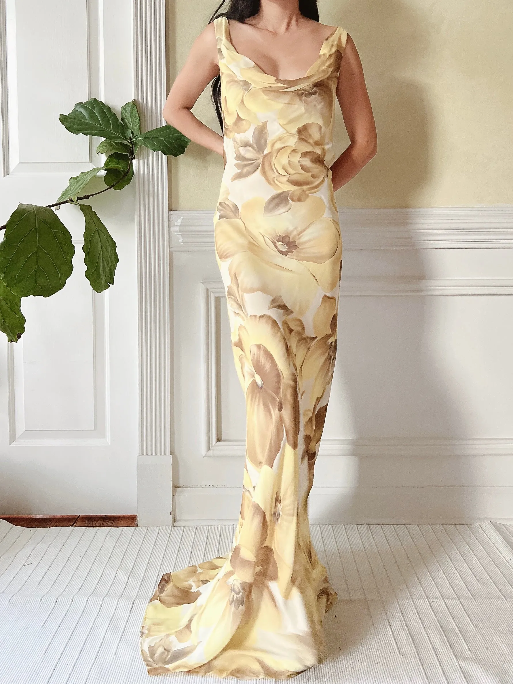 Vintage Floral Chiffon Rayon Slip Dress - S/M