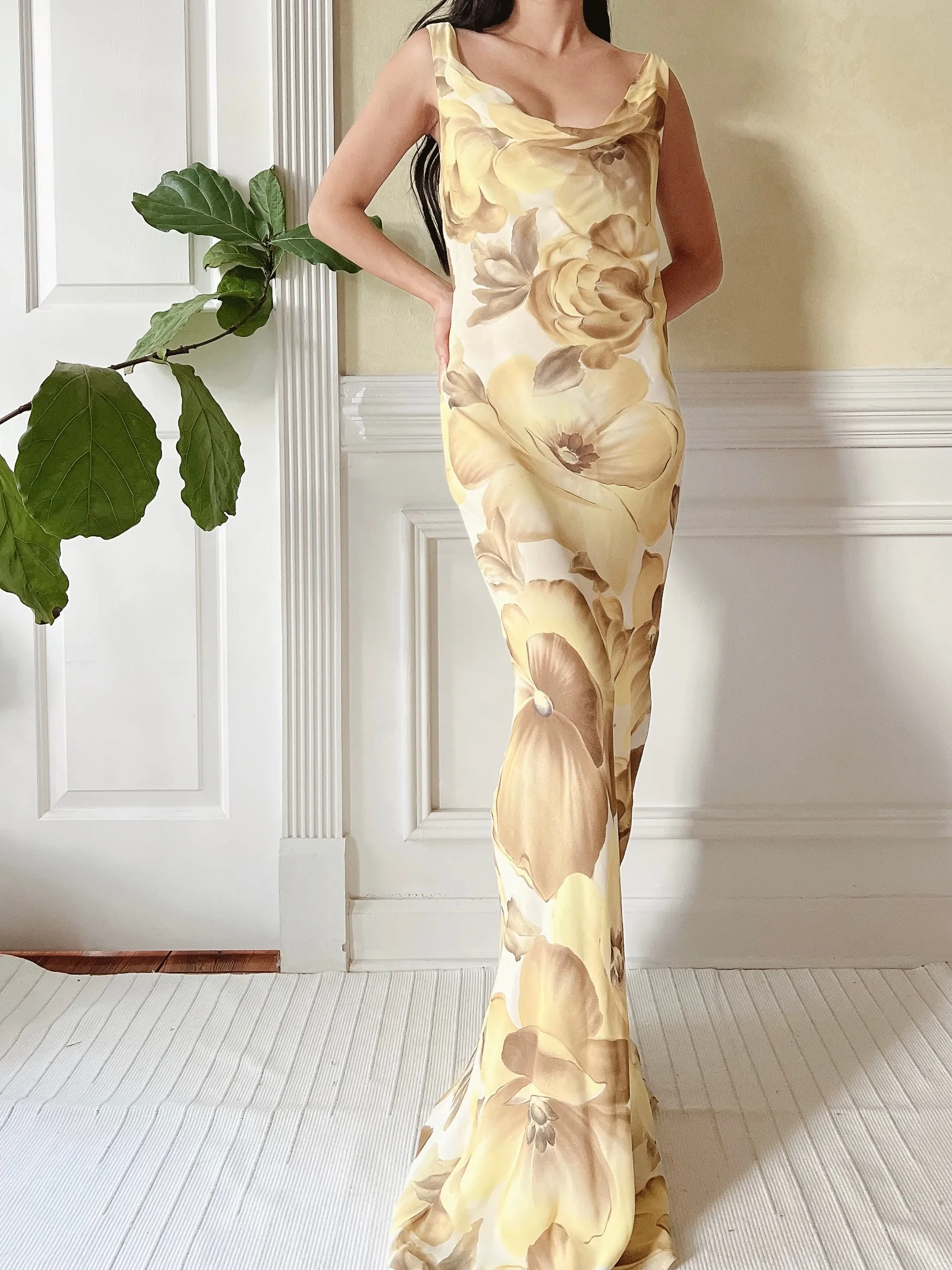 Vintage Floral Chiffon Rayon Slip Dress - S/M