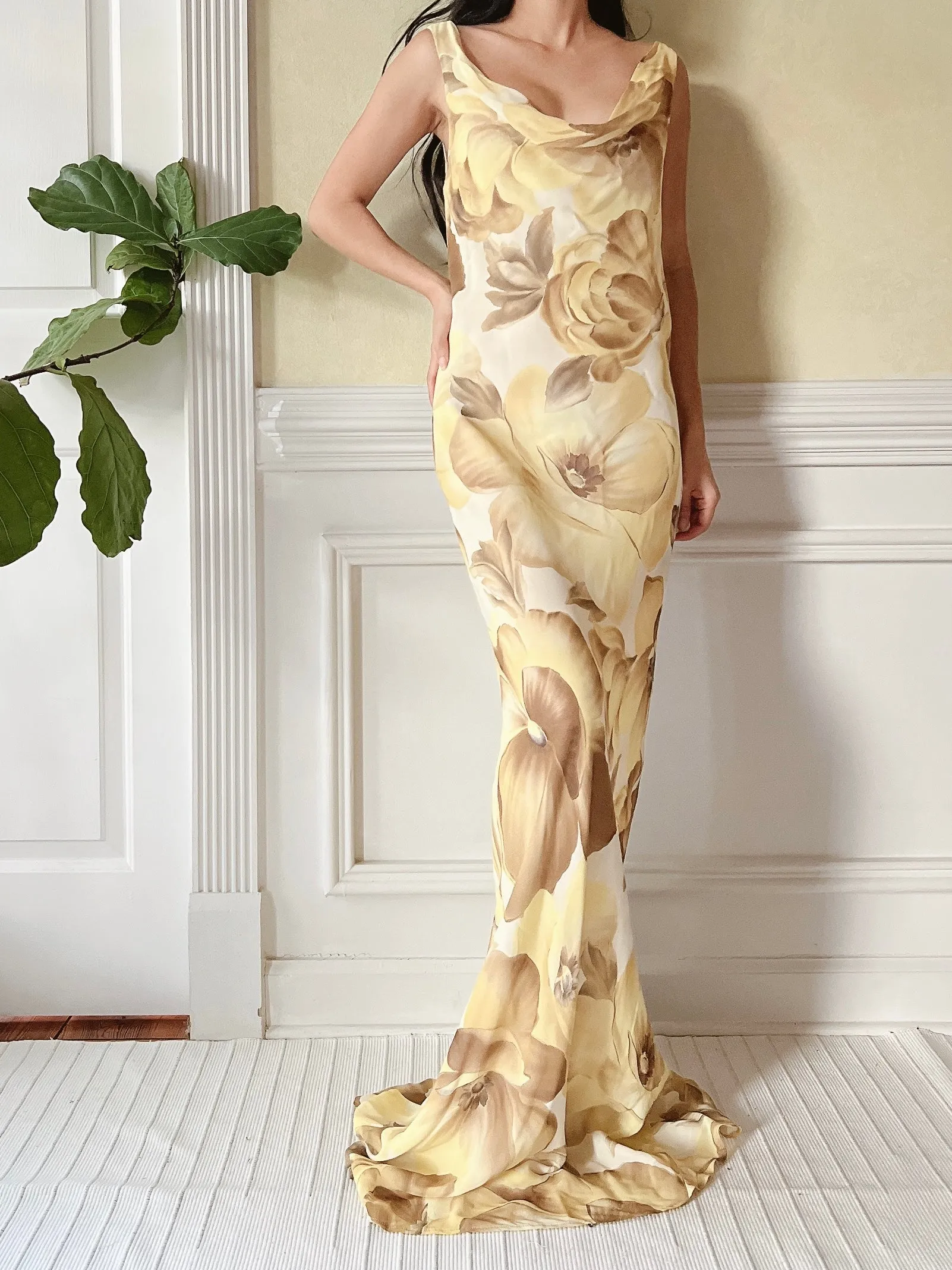 Vintage Floral Chiffon Rayon Slip Dress - S/M