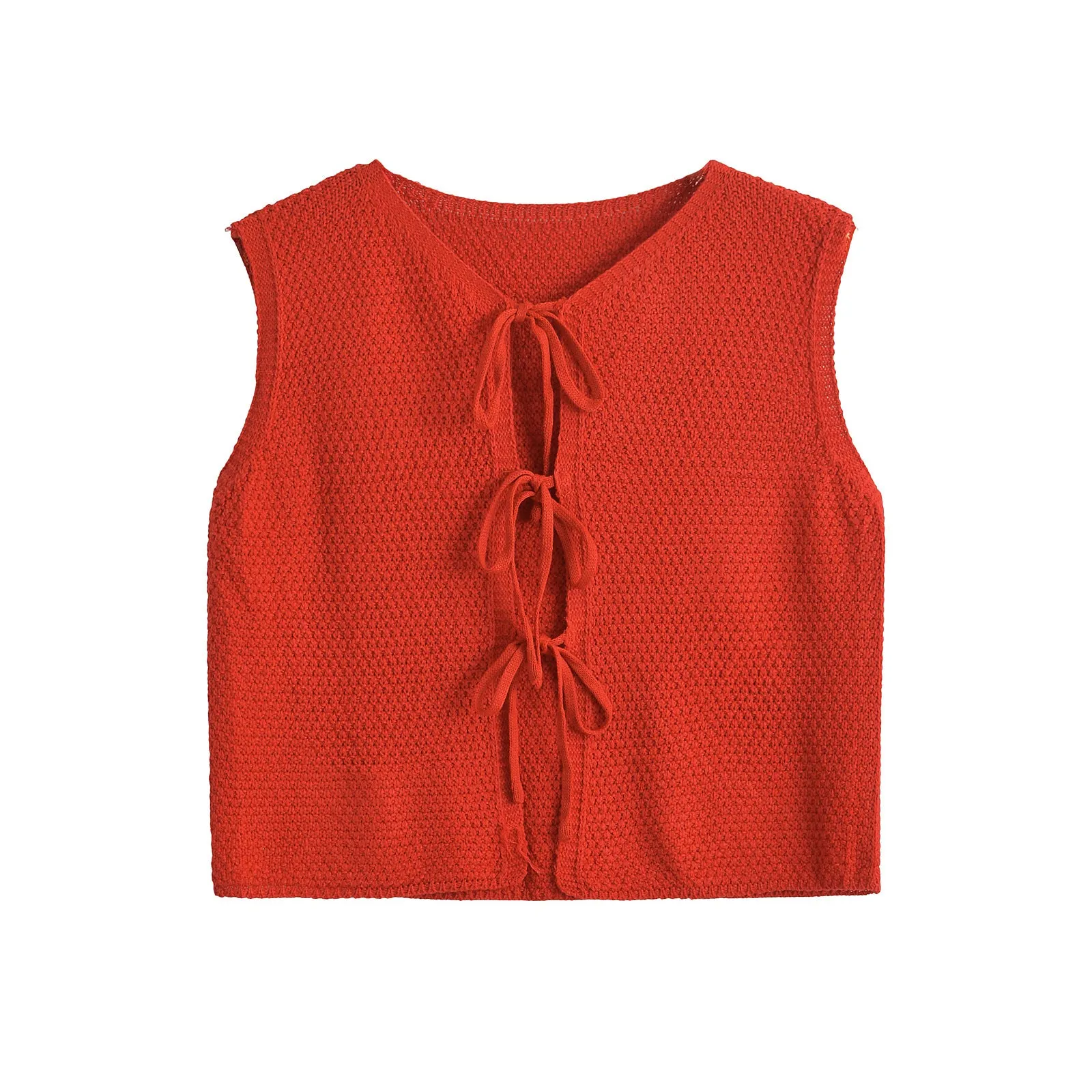 Wenkouban Winter outfits Christmas outfits Monsoon Bow Small V-neck Sleeveless Knitted Vest