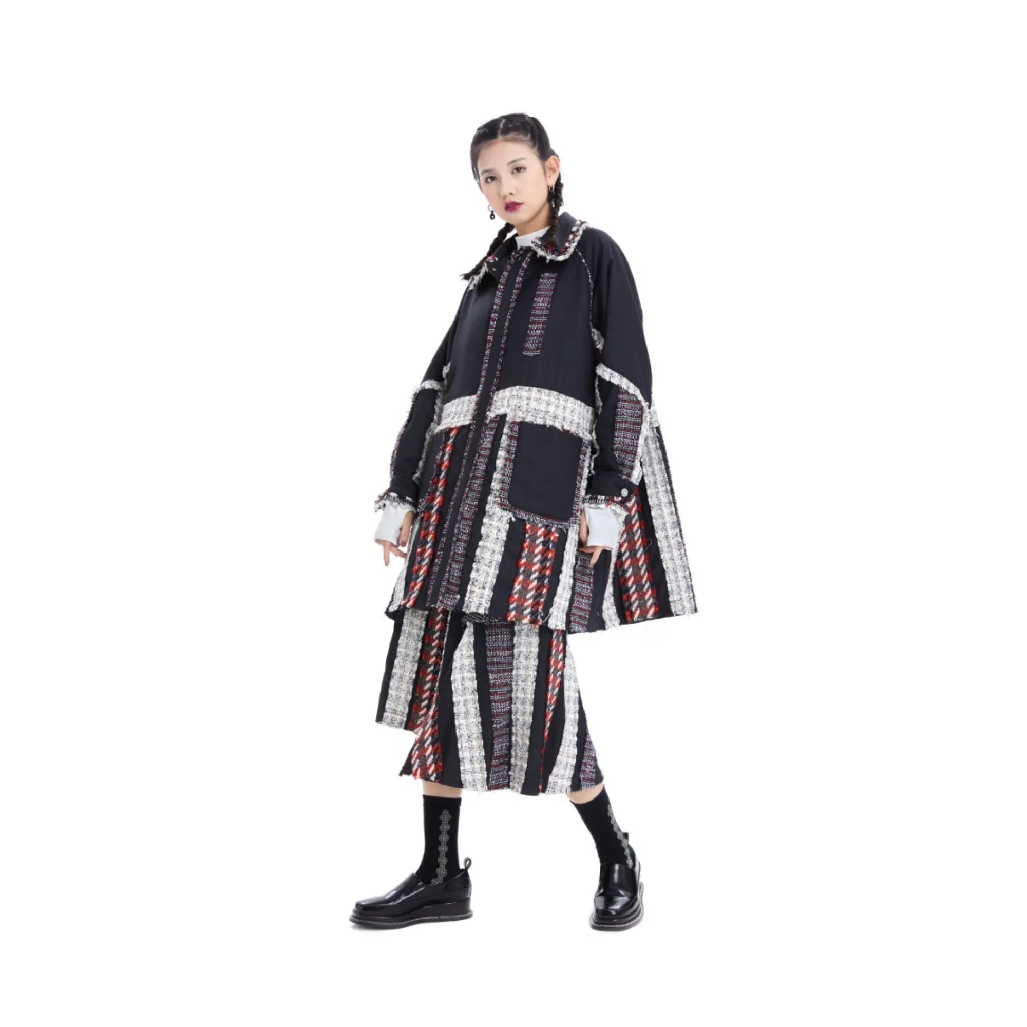 Women Fancy Tweed Coat - Pattern