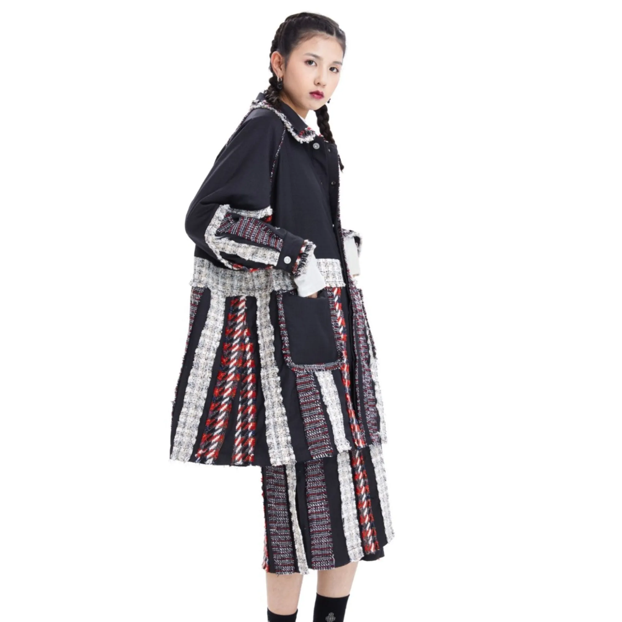 Women Fancy Tweed Coat - Pattern