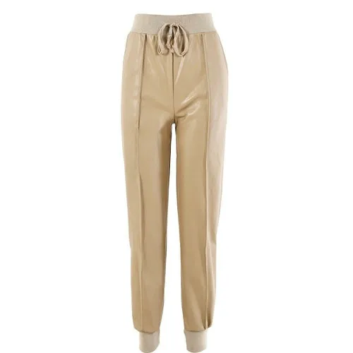Women Fashion High Waist PU Leather Pants