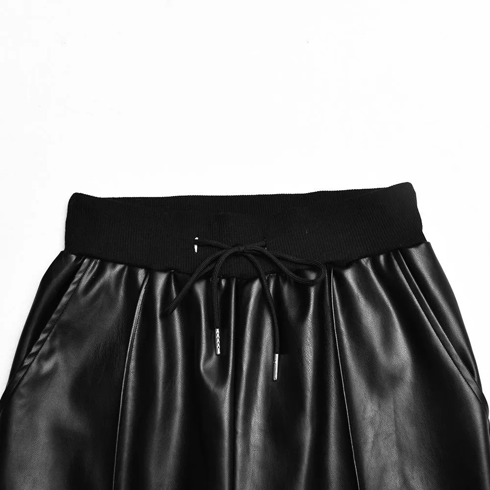 Women Fashion High Waist PU Leather Pants