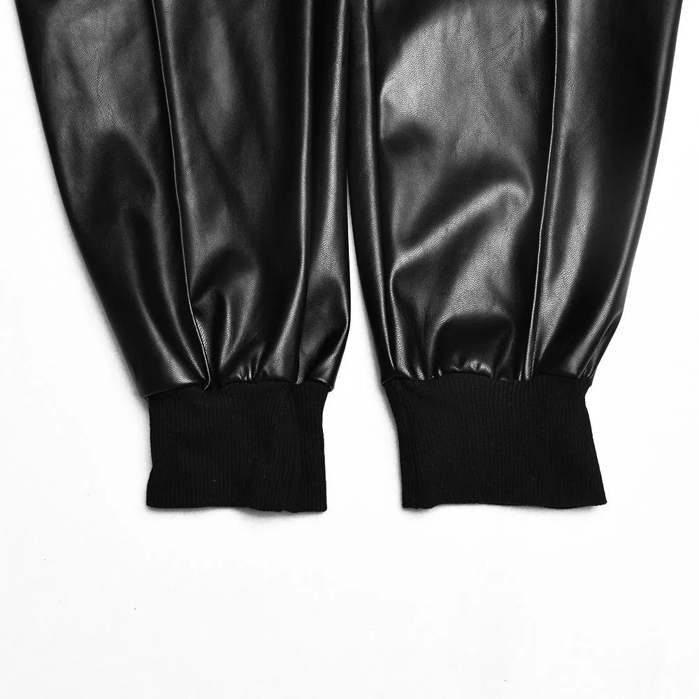 Women Fashion High Waist PU Leather Pants