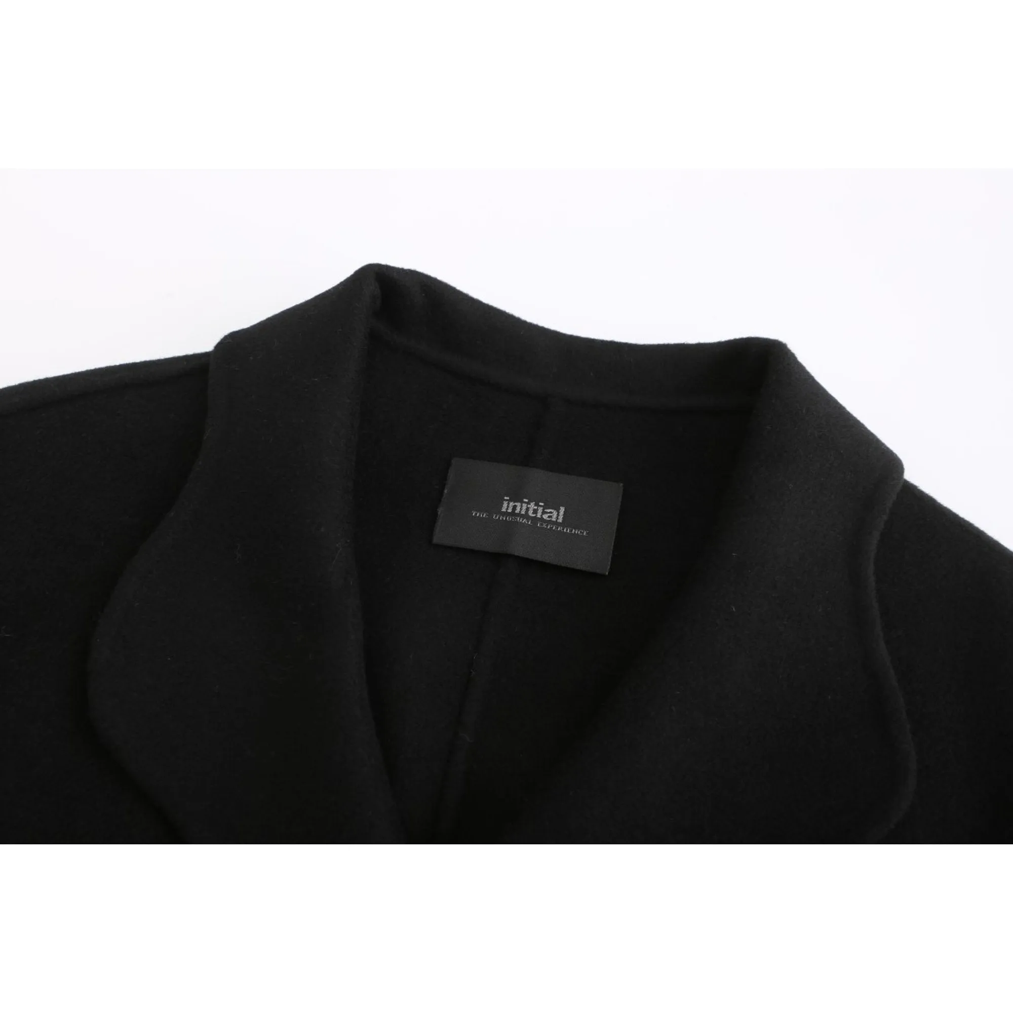 Women Notched Lapel Collar Coat - Black