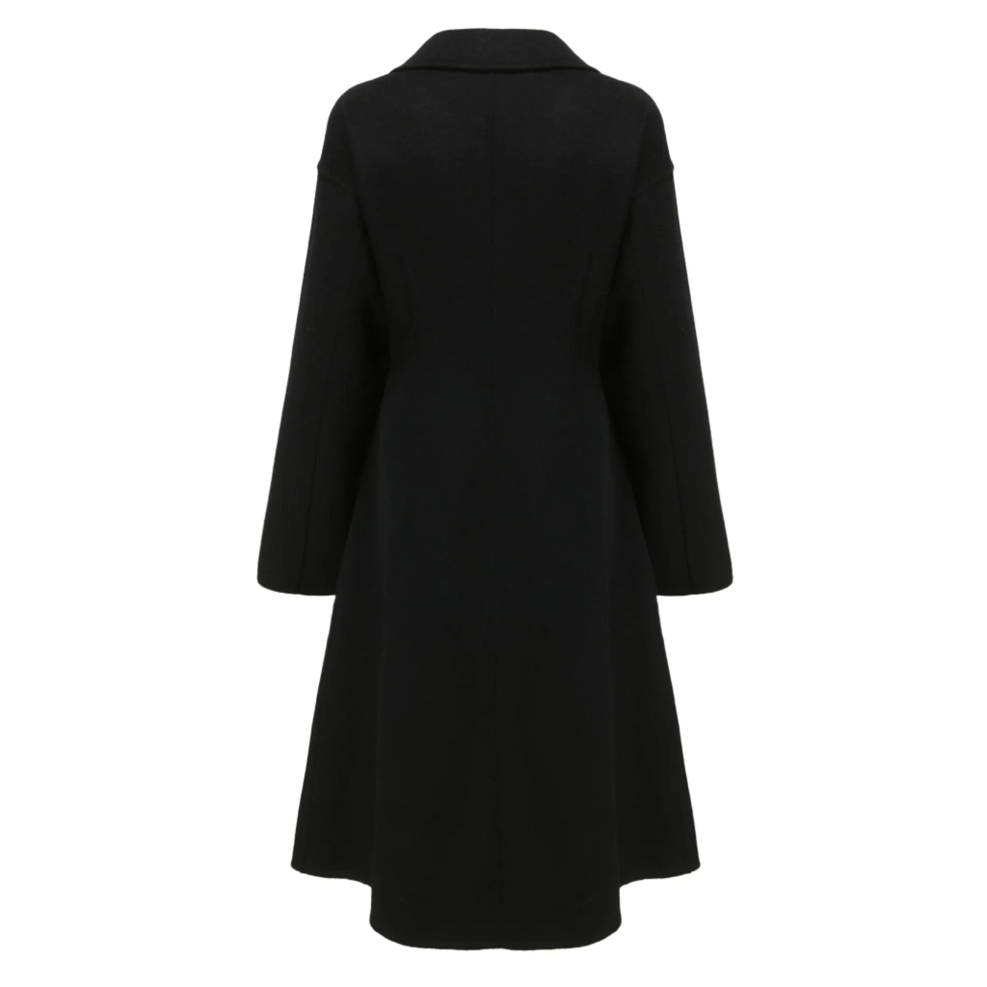 Women Notched Lapel Collar Coat - Black