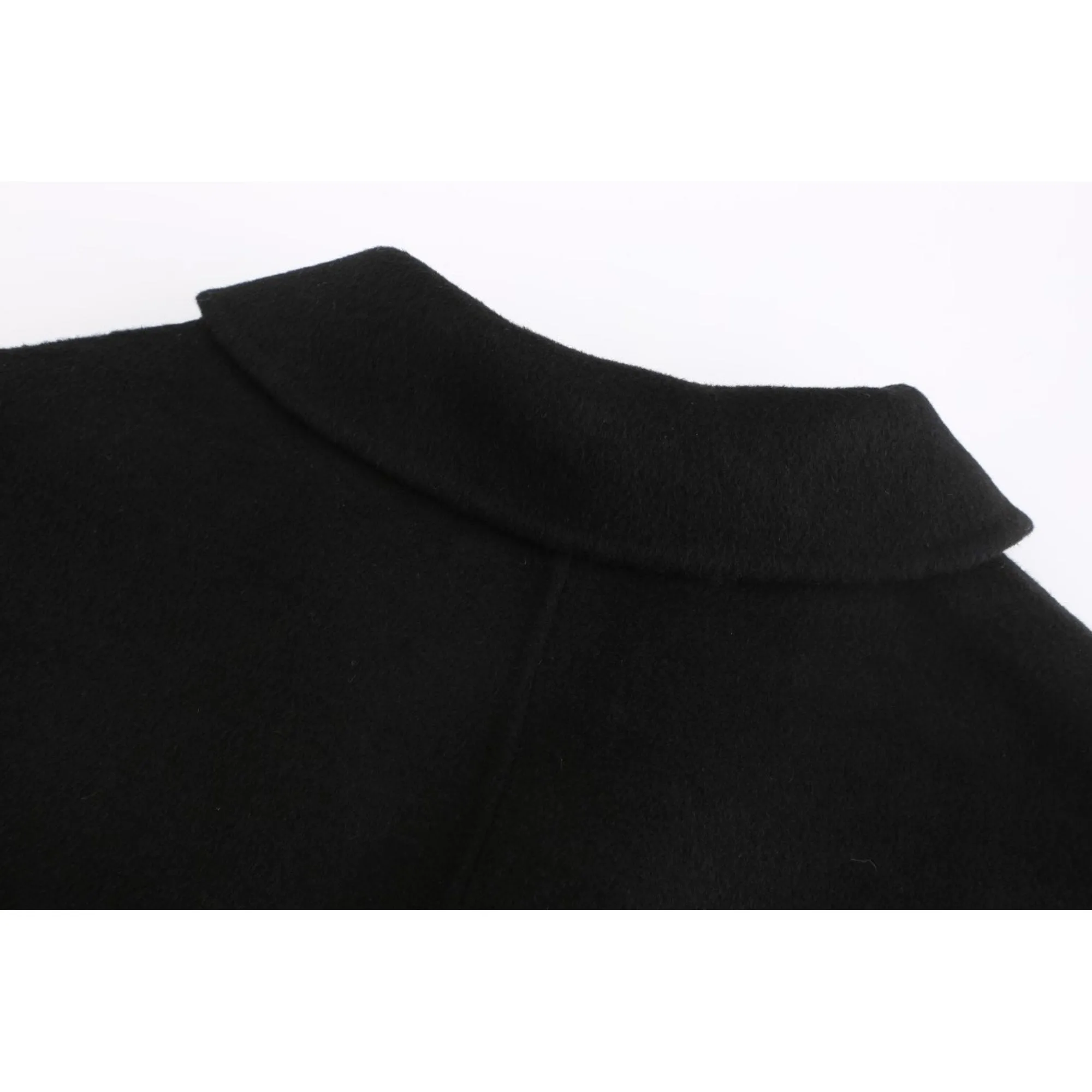 Women Notched Lapel Collar Coat - Black