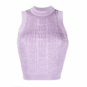 Women's Kniited Crop Top Sleeveless Cropped Sweater Vest