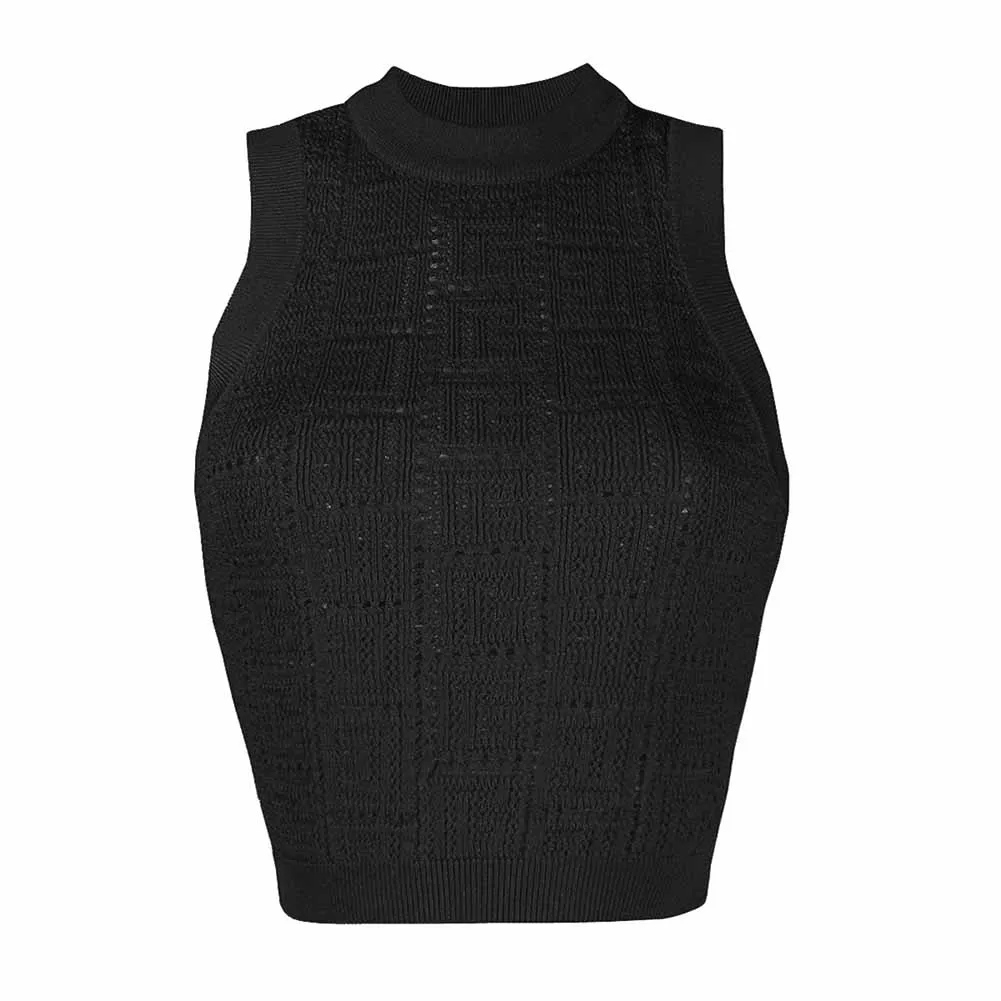 Women's Kniited Crop Top Sleeveless Cropped Sweater Vest