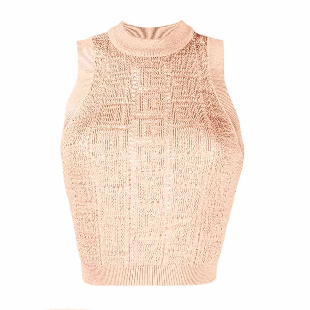 Women's Kniited Crop Top Sleeveless Cropped Sweater Vest