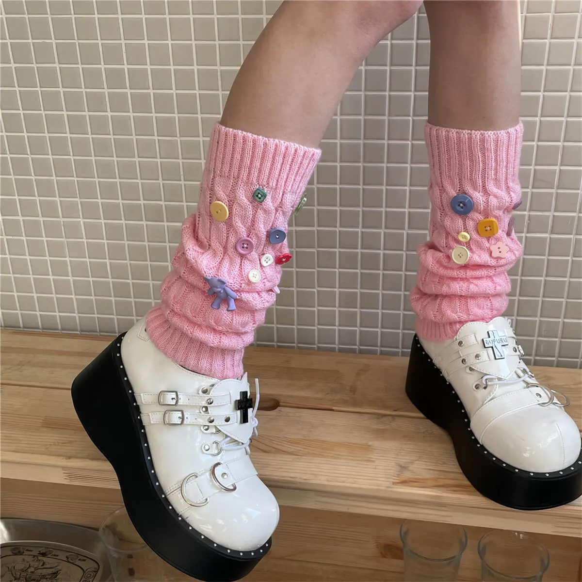 y2k candy buttons leg warmers