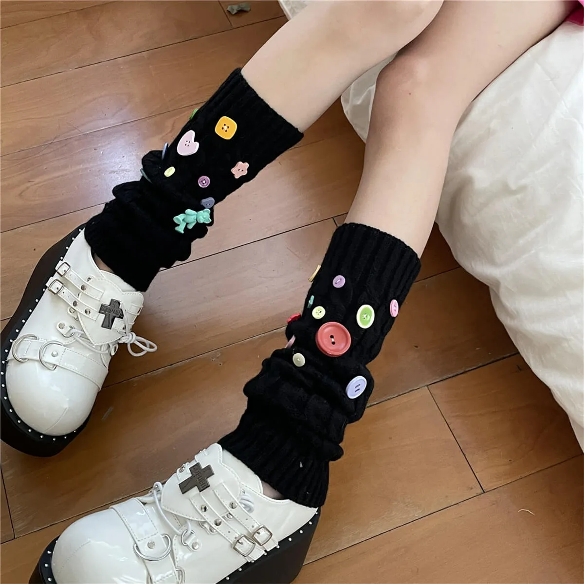 y2k candy buttons leg warmers