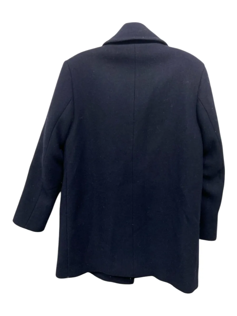 Zara Size S Navy Blue Wool & Polyester Double Breast Coat